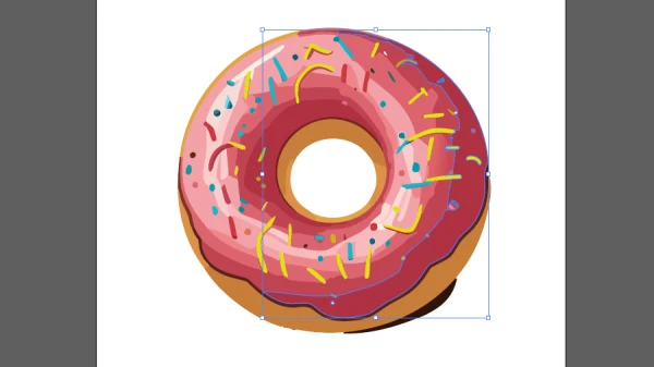 vector design of a donut with frosting and sprinkles in illustrator