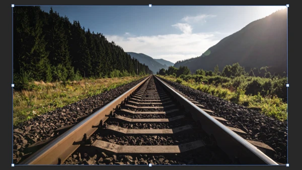 straighten horizon in photo of a railroad track in photoshop