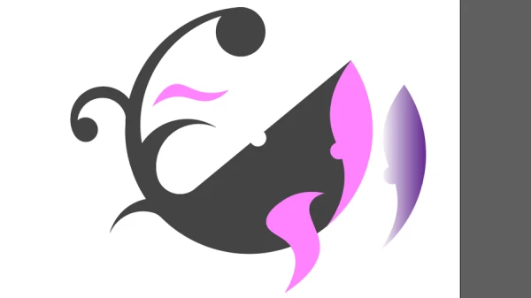 duplicated detail of a vector whale with a gradient fill in illustrator