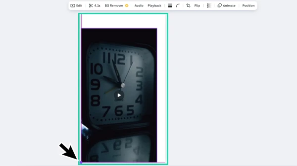 resizing clock video preview in canva