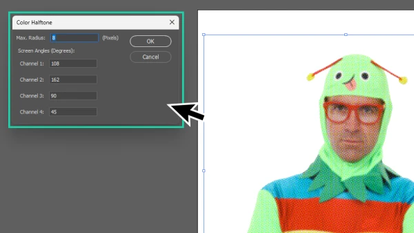 color halftone settings panel in illustrator