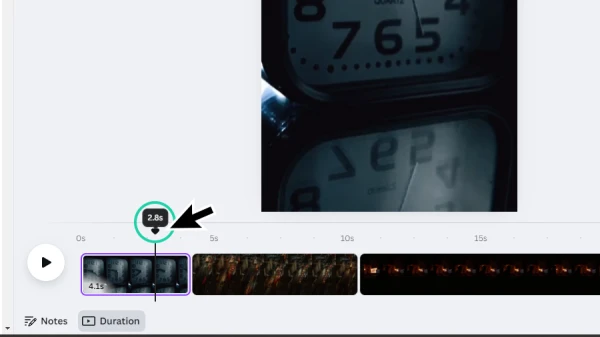 adjusting playhead position on video timeline in canva